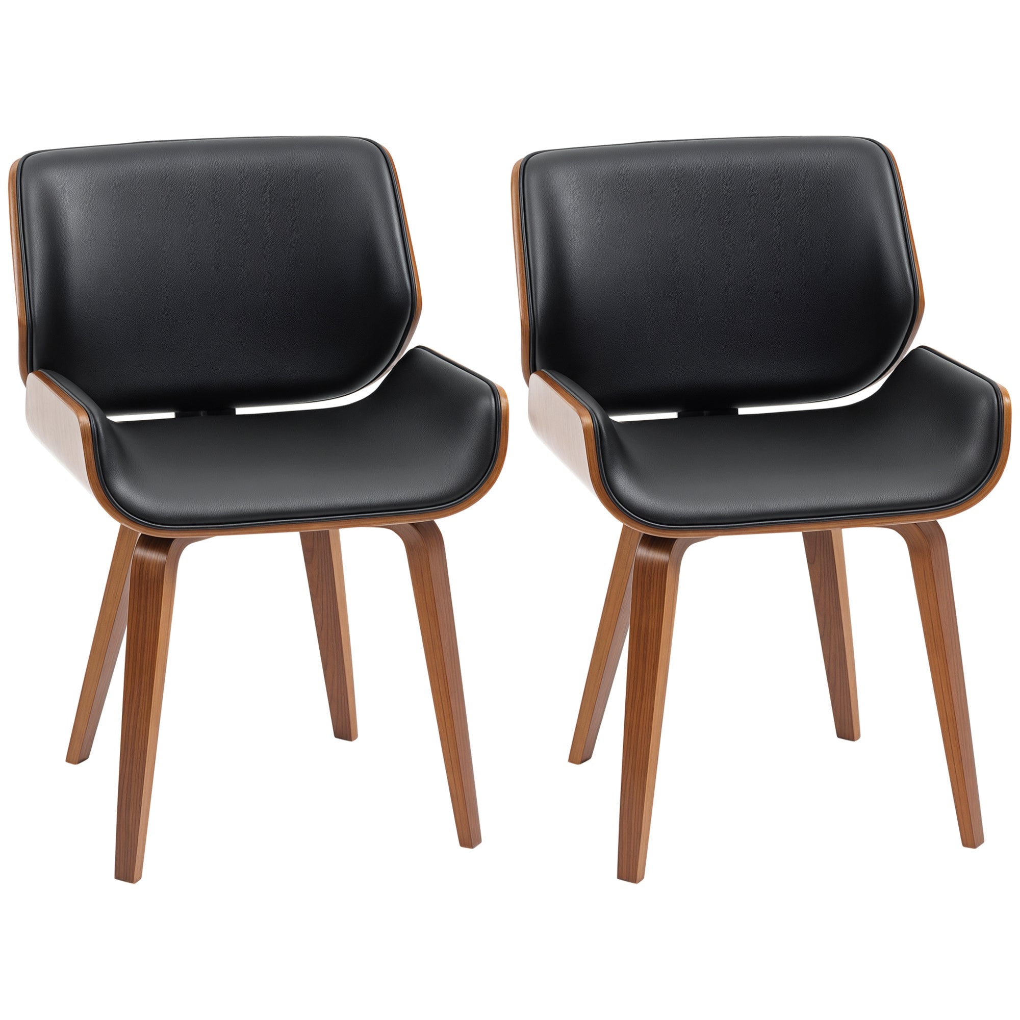Juego de 2 sillas de comedor estilo vintage, asiento con tapizado sintético, 53 an. x 54 prof. x 81 al. cm, negro/marrón