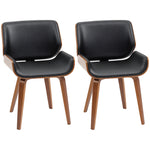 Set di 2 sedie da pranzo stile vintage seduta rivestimento sintetico 53l x 54P x 81H cm nero marrone