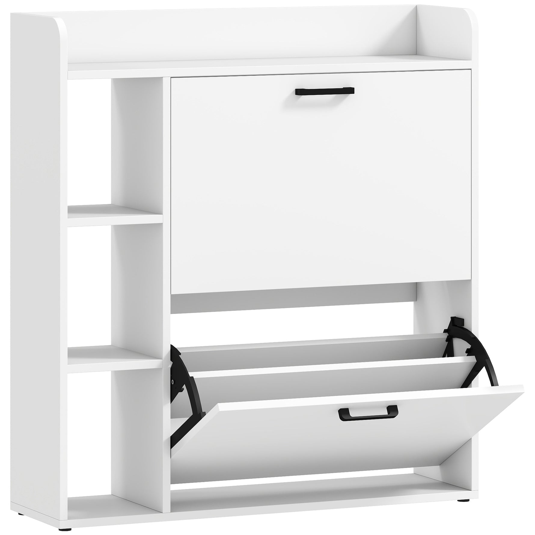 Meuble à chaussures 15 paires, armoire à chaussures moderne avec 2 tiroirs rabattables, 83x24x90,5cm, blanc