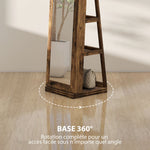 Lockable Swivel Jewelry Armoire with Mirror - Multi-Storage Jewelry Cabinet - Rustic Brown