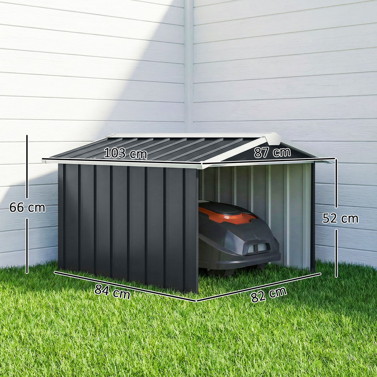 Abri de jardin pour tondeuse à gazon robot-tondeuse - garage tondeuse robot - tôle acier gris