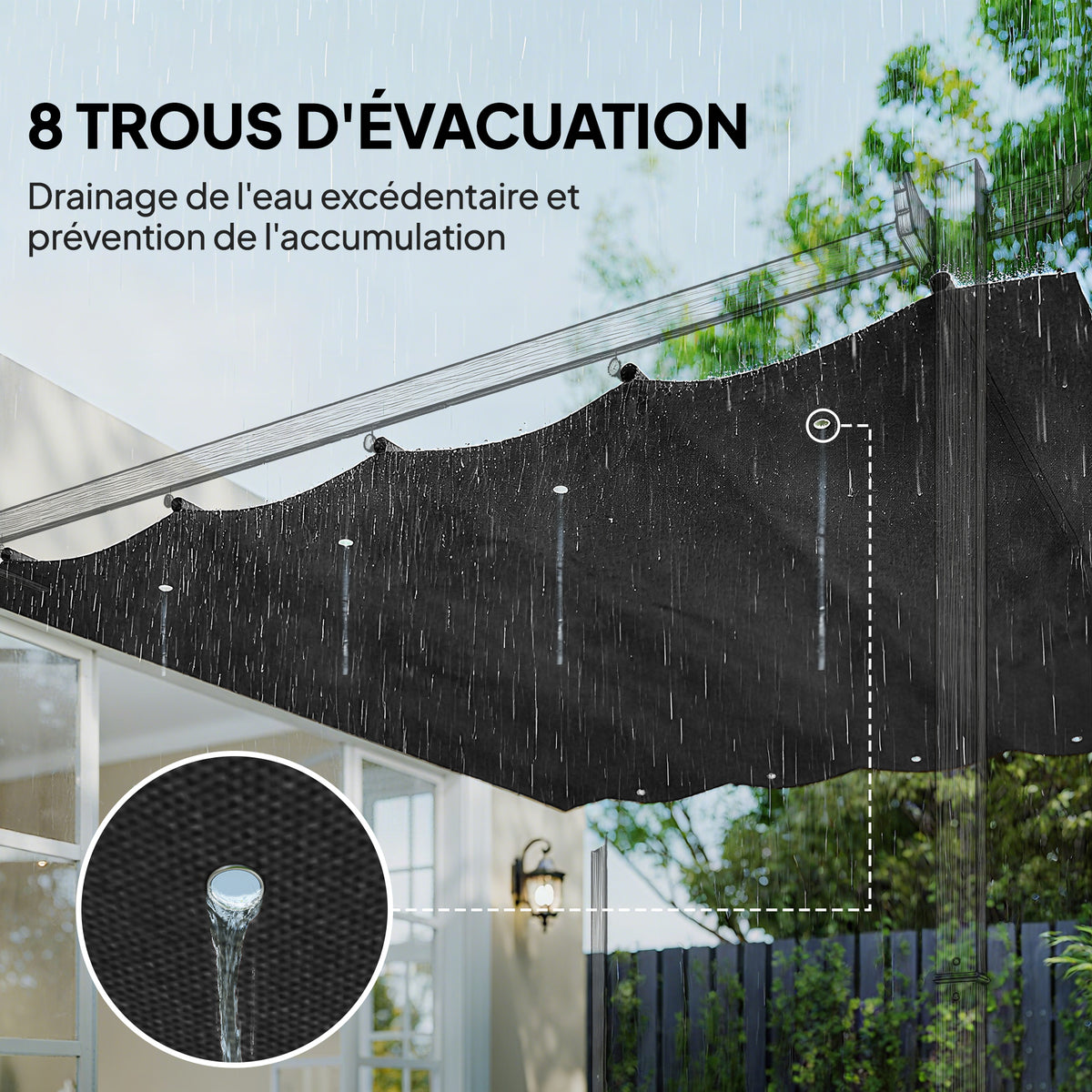 Toile de toit de rechange pour pergola toile de remplacement protection solaire Anti-UV 30+ pour pergola de 3 x 2 m