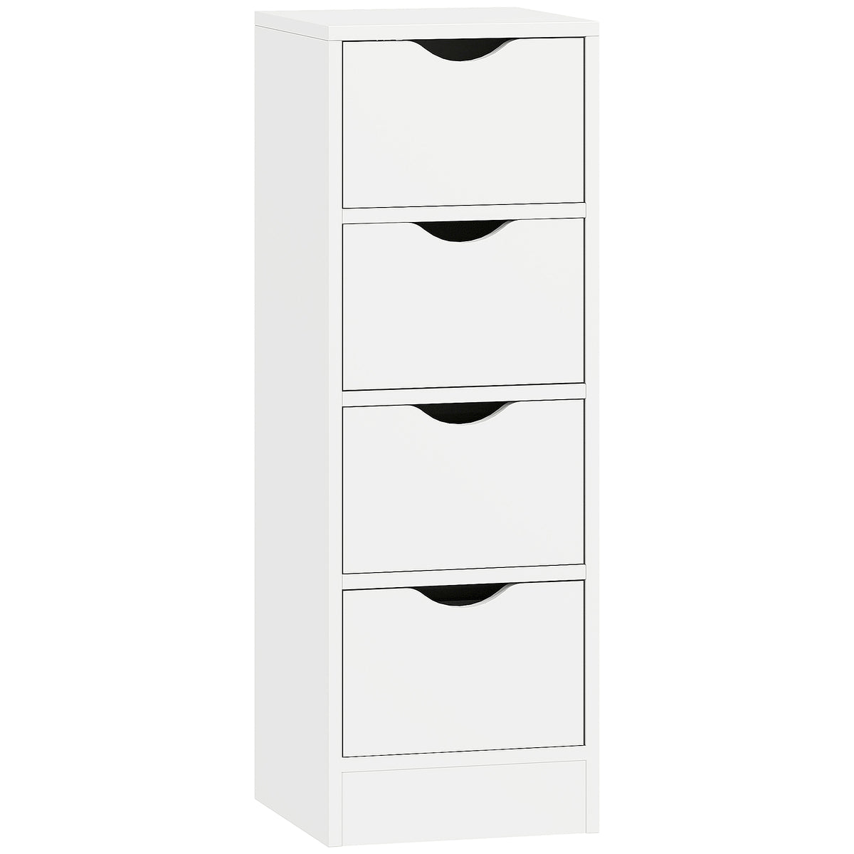 Badezimmerschrank, Aufbewahrungsschrank mit 4 Schubladen und Griffmulden, 29 x 29 x 83 cm, weiß