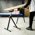 Servante d'atelier à rouleau pliable, support avec rouleau hauteur réglable 68 à 110 cm, charge max. 90 kg, noir