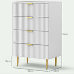 Commode 4 tiroirs commode chambre meuble de rangement moderne avec poignées et pieds dorés, dim. 60 x 40 x 96 cm, blanc