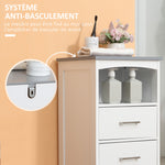 Meuble de salle de bain sur pied meuble de rangement avec 3 tiroirs et 1 niche 40 x 33 x 80 cm blanc