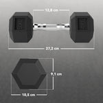 Ensemble d'haltères courtes, lot de 2 haltères hexagonaux recouverts de caoutchouc, acier noir