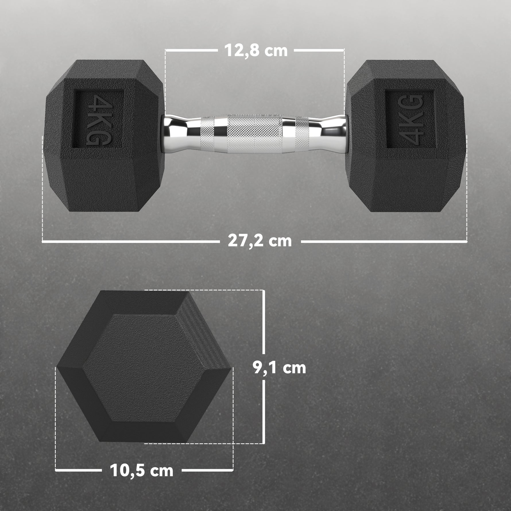 Ensemble d'haltères courtes, lot de 2 haltères hexagonaux recouverts de caoutchouc, acier noir