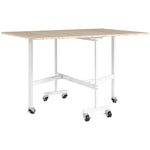 Table à Manger Pliante sur Roulettes pour 4-6 Personnes 120 cm, Roues avec Freins, 2 Abattants, Style Industriel, Chêne