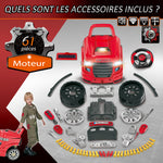 Camion mécano 2 en 1 - Jouet Bricolage Enfant - Établi Enfant - Jeu d'imitation mécanicien - Nombreux Accessoires Total de 61 pièces - Effets sonores et Lumineux - PP ABS Rouge