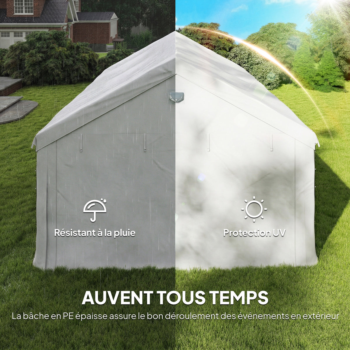Tente de Réception Barnum Structure Acier Galvanisé Barres de Renfort 4 Parois Latérales Fenêtres UPF 30+ 4x6m Blanc