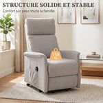 Fauteuil Releveur Électrique, Fauteuil Relax Électrique en Chenille avec Coussin à Ressorts, Dossier Inclinable, Gris