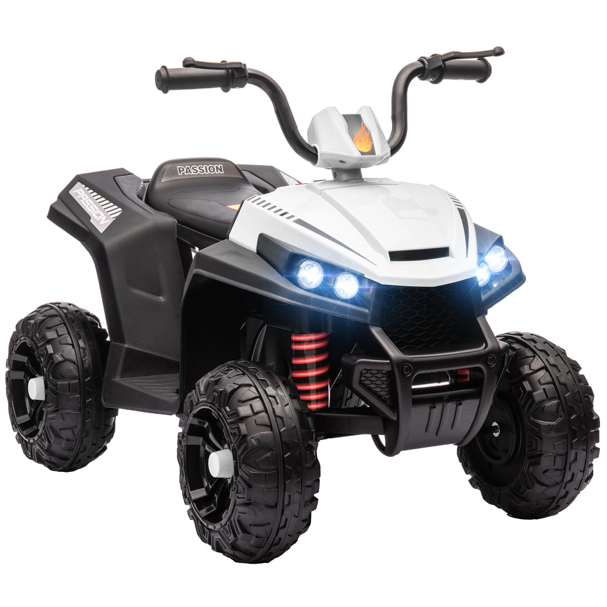 Quad électrique enfant 12 V voiture électrique 2 moteurs marche avant et arrière 37-60 mois 85 x 55,5 x 62 cm blanc