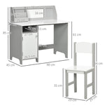 Ensemble table et chaise pour enfant avec tableau blanc - bureau pour enfant +5 ans - 90L x 45l x 85H cm Gris