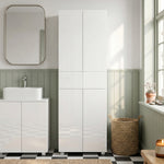 Armoire de cuisine meuble de rangement buffet 4 portes avec étagères réglables - dim. 60L x 35l x 170H cm blanc laqué