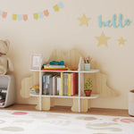 Kinderboekenkast opbergmeubel voor speelgoed en boeken 6 vakken 120x28x72,2cm naturel hout