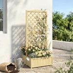 Jardinière avec Treillis Carré Potager Bois Pliable Double Bac à Fleurs pour Plantes Grimpantes 73 x 70 x 170 cm Naturel