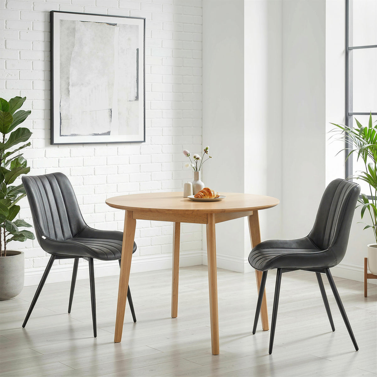 Lot de 2 chaises de salle à manger design moderne et capitonné pour salon, salle à manger, chambre à coucher, noir