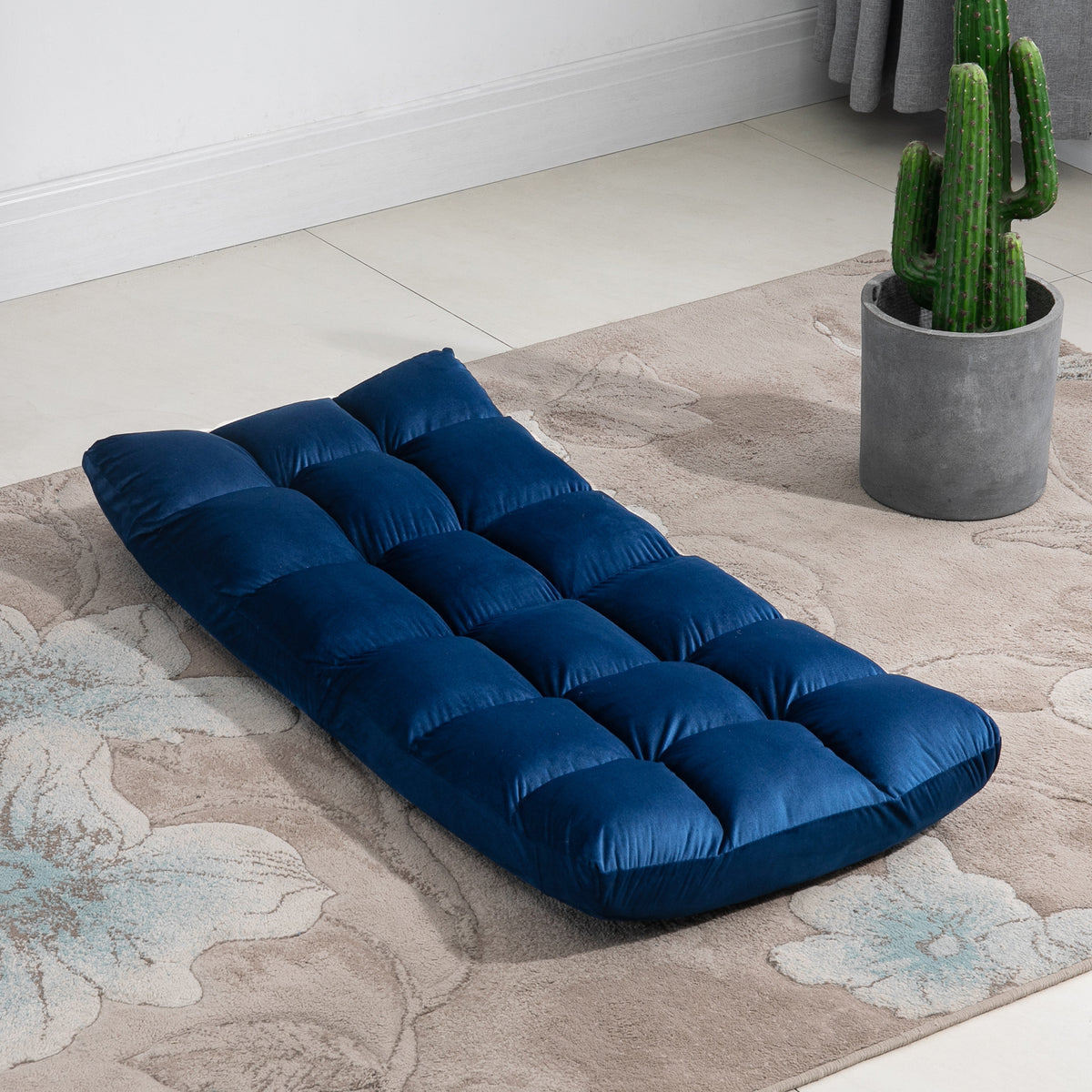 Fauteuil Convertible Fauteuil Paresseux Grand Confort Inclinaison Dossier Multipositions 90°-180° Bleu Roi