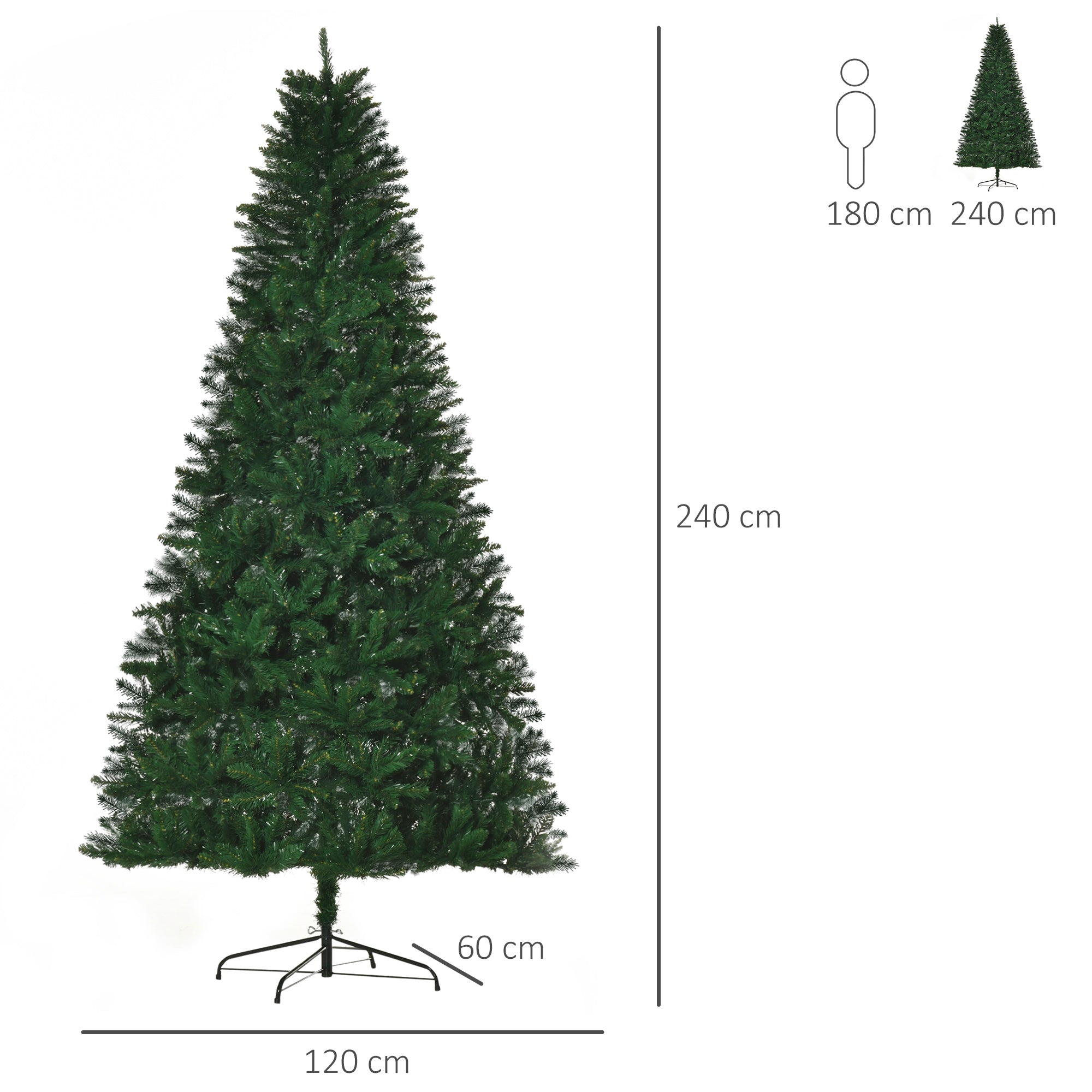 Künstlicher Weihnachtsbaum 240 cm Höhe, 1499 Zweige, Nordmann-Tannen-Optik, sehr realistisch, Grün