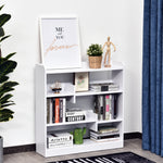 Bibliothèque étagère Meuble de Rangement dim. 90L x 24l x 91H cm 4 Niveaux 3 Panneaux arrières Panneaux de Particules Blanc