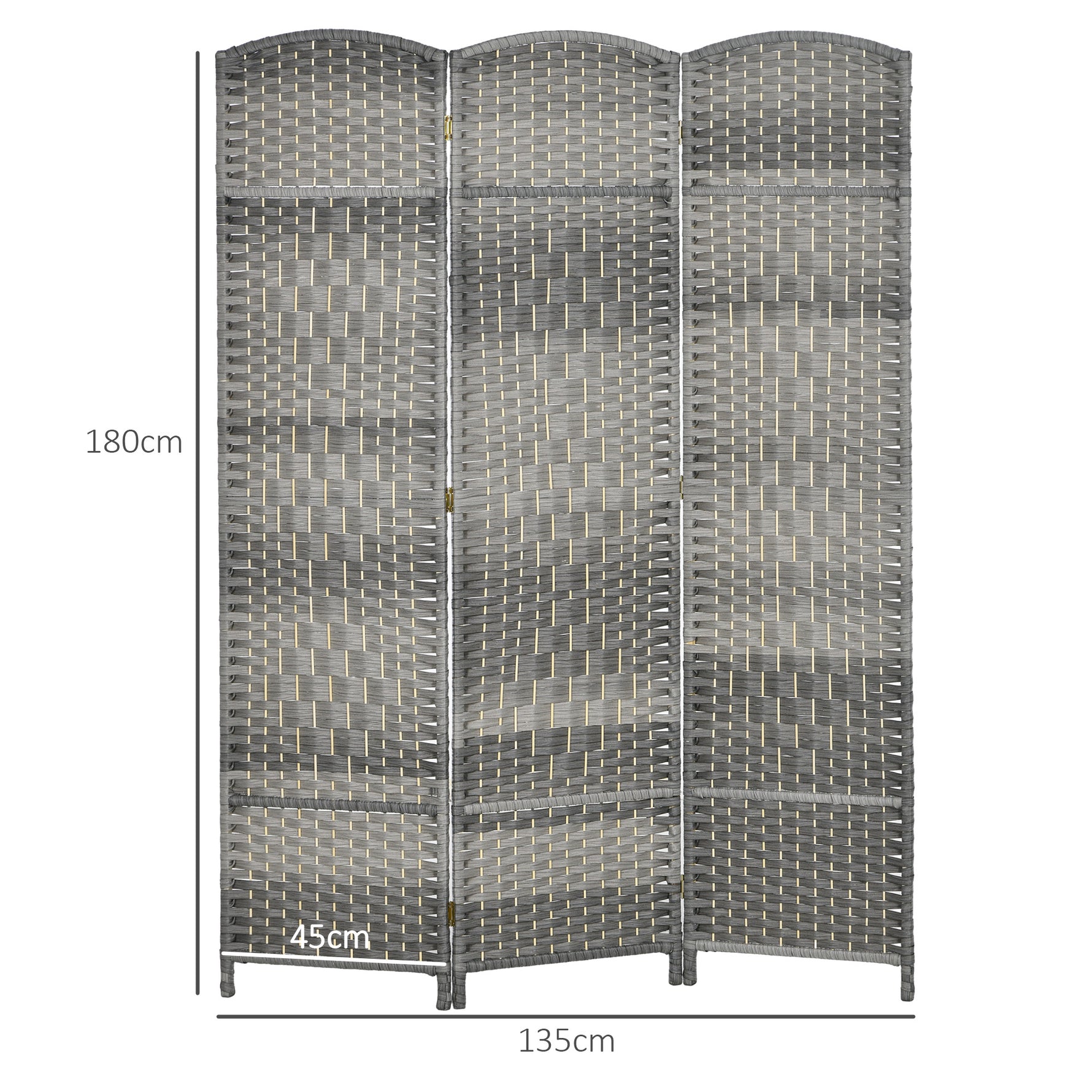 Paravent intérieur en bois 3 panneaux séparateur de pièce pliable pour salon chambre 135 x 180 cm gris