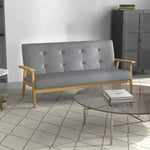 Canapé 3 places 154,5, canapé scandinave avec dossier capitonné, assise rembourrée et accoudoirs, gris