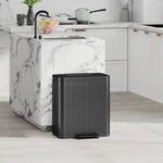 Poubelle à double compartiment 2 x 20L, poubelle de cuisine à pédale, seaux intérieurs amovibles, 45,5x36,5x51cm, noir