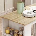 Table de bar table haute de cuisine mange-debout comptoir 112L x 57l x 106H cm - 3 étagères - aspect chêne clair blanc