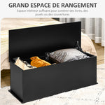 Coffre de rangement coffre à jouets grande capacité de rangement charnière verrouillée  en bois 100 x 40 x 40 cm noir