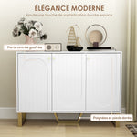 Buffet de salon avec placard à portes et étagère réglable, 106,5 x 35 x 77,5 cm, blanc