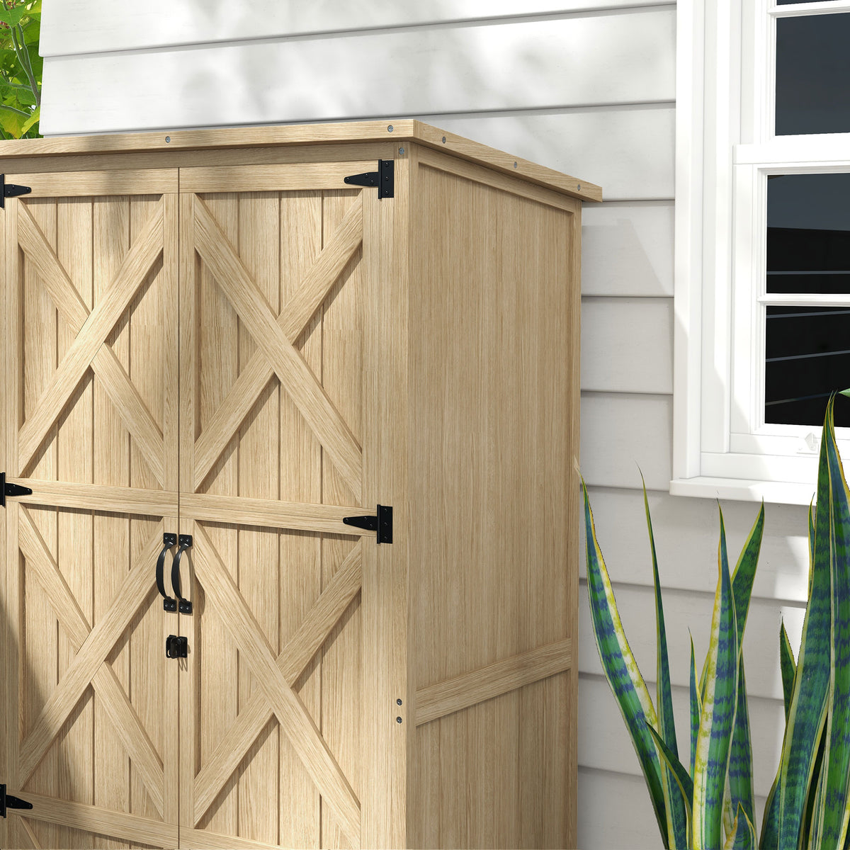 Armoire de jardin abri remise pour outils 90L x 54.5P x 161/168,5H cm 2 étagères toit bitumé étanche bois pin autoclave