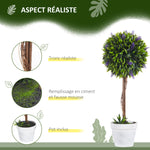 Lot de 2 plantes Artificielles avec fleurs de lavande, tronc et pot inclus - hauteur 60 cm vert