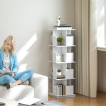 Draaibare boekenkast met 4 niveaus, opbergrek met 16 vakken, 39 x 39 x 128,3 cm, wit