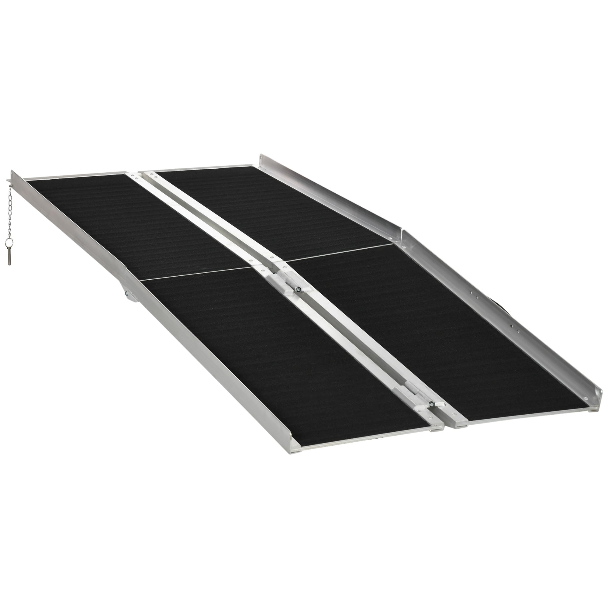 Rampe de fauteuil roulant pliable, rampe de chargement sablage 183x73,5 cm en alliage d'aluminium, antidérapante, bordures de sécurité, charge max. 270 kg, noir