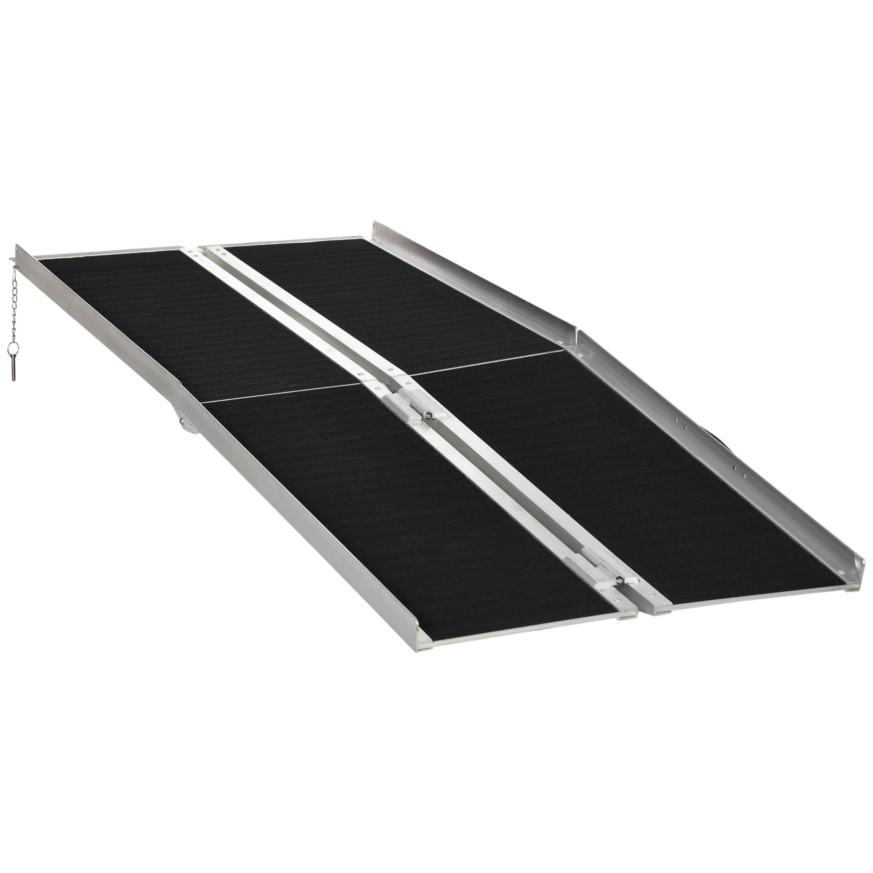 Rampe de fauteuil roulant pliable, rampe de chargement sablage 183x73,5 cm en alliage d'aluminium, antidérapante, bordures de sécurité, charge max. 270 kg, noir