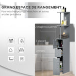 Meuble colonne salle de bain armoire de salle de bain avec tiroirs étagères ouvertes placard 15 x 33 x 136,8 cm gris