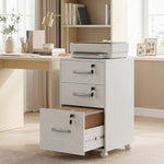 Caisson de Bureau Mobile avec 3 Tiroirs Verrouillables, Caisson de Rangement sur Roulettes, 40 x 40 x 69,5 cm, Blanc