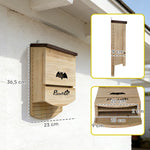 Set di 3 casette per pipistrelli in legno, rifugio per pipistrelli con piattaforma scanalata 23 x 9,5 x 36,5 cm, legno naturale