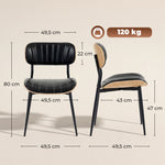 Lot de 2 Chaises de Salle à Manger, Chaises Cuisine sans Accoudoirs, Dossier Incurvé et Assise Rembourrée en PU, Noir