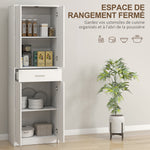Armoire de cuisine moderne avec placards à portes, étagères réglables et tiroir, 60 x 35 x 180 cm, blanc