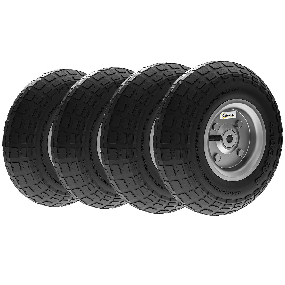 Set mit 4 Ersatz-Luftreifen mit 16-mm-Loch für Gartenwagen, Schubkarre und Sackkarre