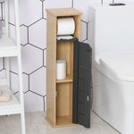 Support Papier Toilette - Porte-Papier Toilette - 2 Niveaux MDF Gris Bambou