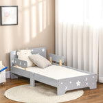 Lit pour enfants de 3 à 6 ans design étoiles et lune sommier à lattes inclus chambre moderne 143 x 76 x 49 cm gris