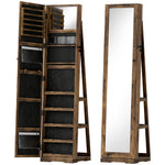 Lockable Swivel Jewelry Armoire with Mirror - Multi-Storage Jewelry Cabinet - Rustic Brown