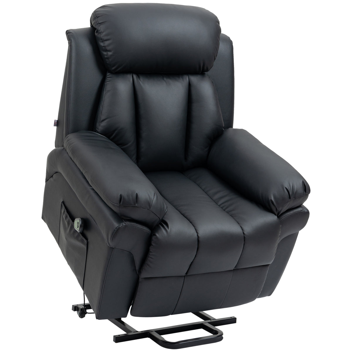 Sillón de relax eléctrico, sillón elevador reclinable con reposapiés ajustable, revestimiento sintético negro
