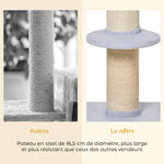 Arbre à chat avec griffoir centre d'activités 2 plateformes coussin bleu clair