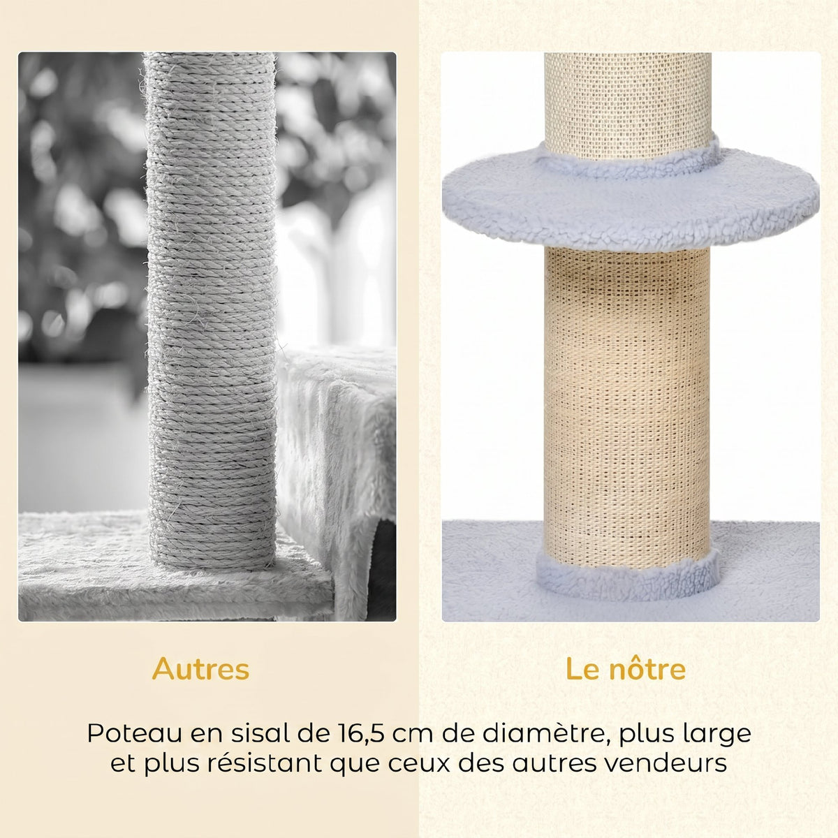 Arbre à chat avec griffoir centre d'activités 2 plateformes coussin bleu clair