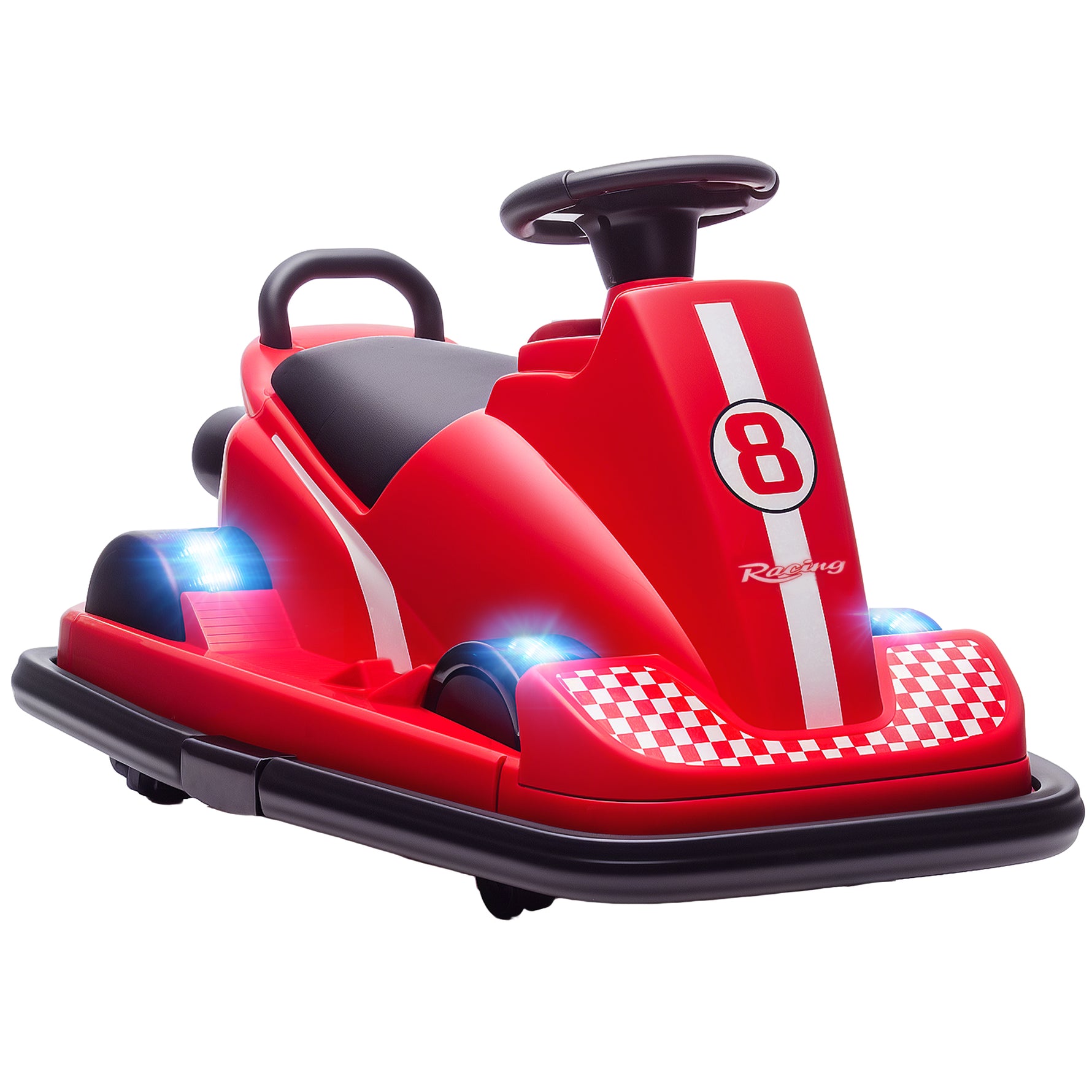 Auto-Tamponneuse Enfant 6V, Rotation à 360°, Musique, Klaxon, Démarrage Doux, 2,5 km/h, pour Âges 3-8, 74x53x48cm, Rouge