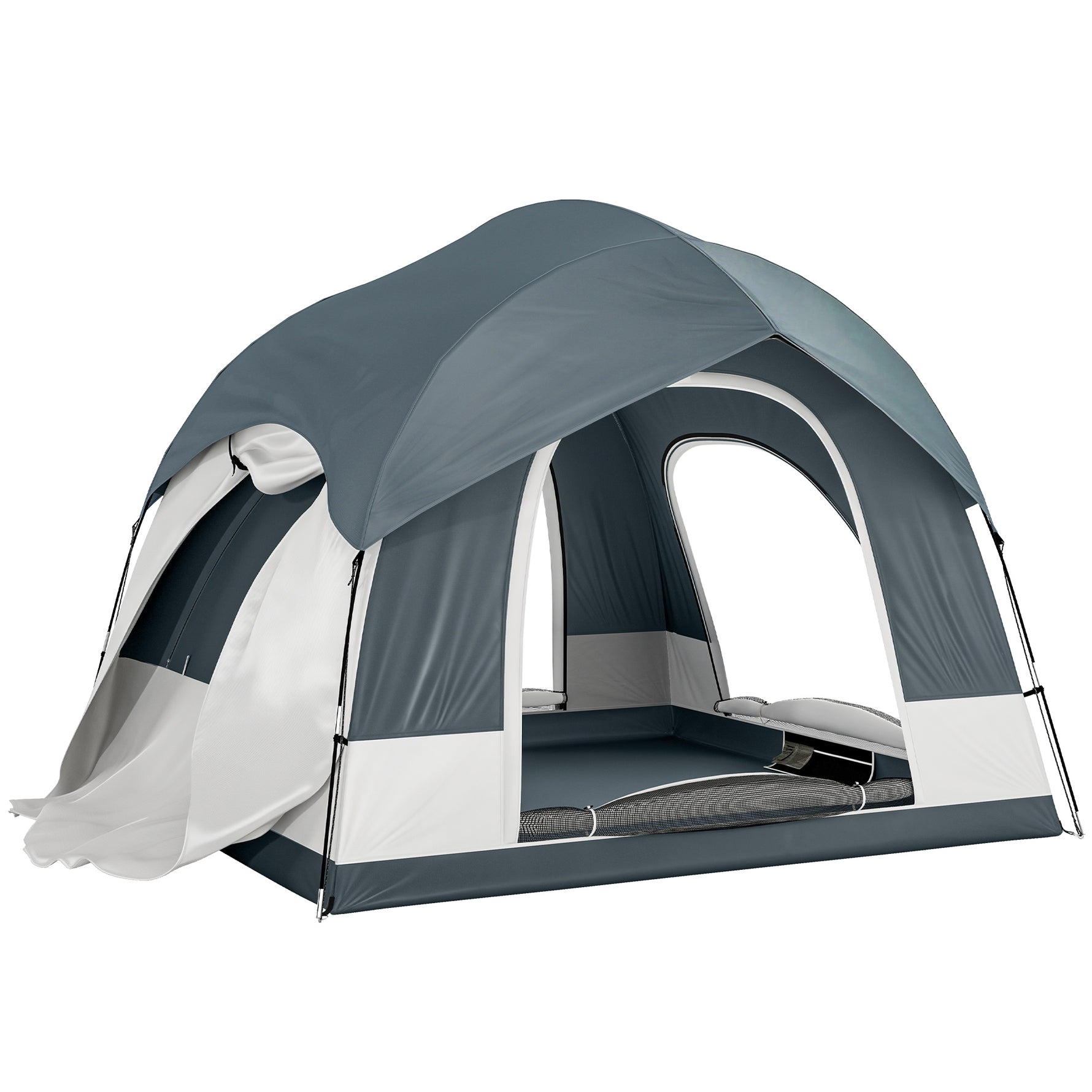 Tente de Camping Facile à Monter 2-4 Personnes avec 3 Portes, Imperméable, Compatible avec SUV, Bleu Foncé